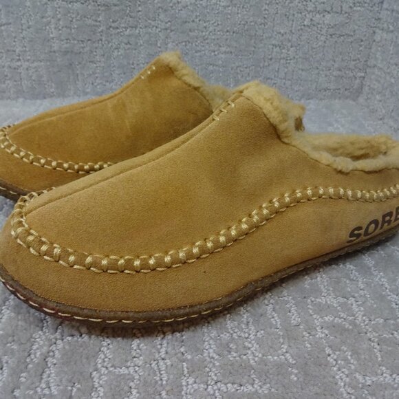 Sorel Falcon Ridge II Mens Size 8 Chestnut Brown Suede Faux Fur Lining Slippers - Picture 8 of 11